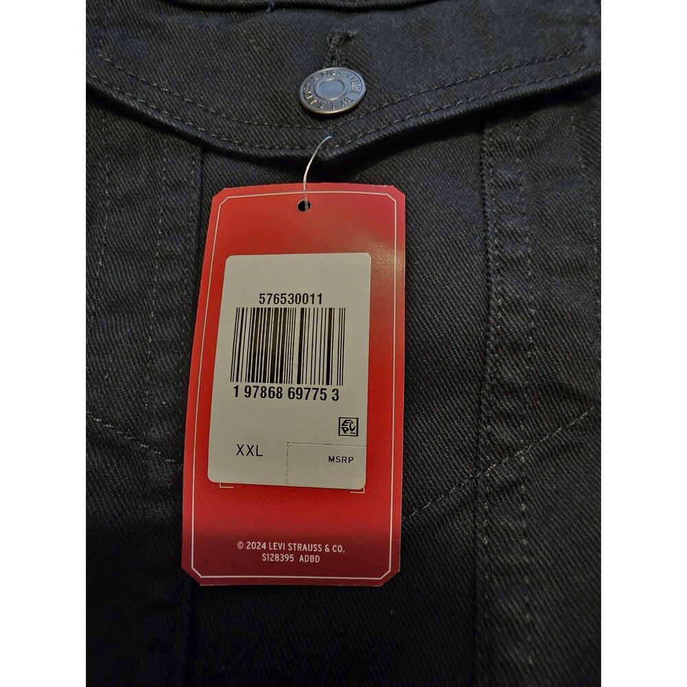 Levi’s Men's Relaxed Fit Button Front Sherpa Trucker Jacket XXL Black Canvas NEW - Picture 13 of 15
